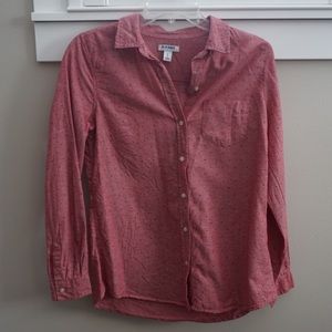 Red Button Down Shirt with dots